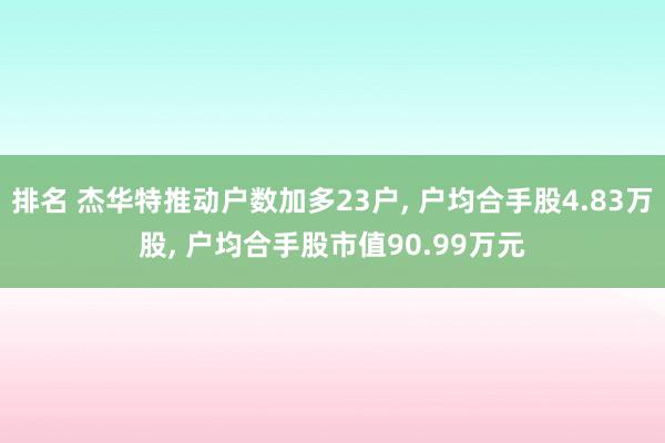 排名 杰华特推动户数加多23户, 户均合手股4.83万股, 户均合手股市值90.99万元