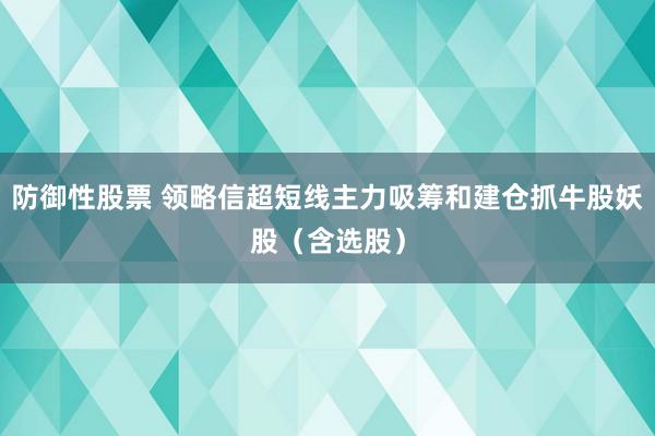 防御性股票 领略信超短线主力吸筹和建仓抓牛股妖股（含选股）