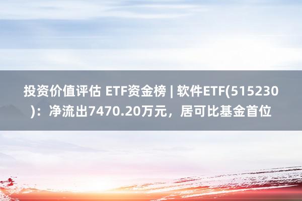 投资价值评估 ETF资金榜 | 软件ETF(515230)：净流出7470.20万元，居可比基金首位