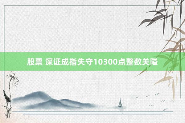 股票 深证成指失守10300点整数关隘