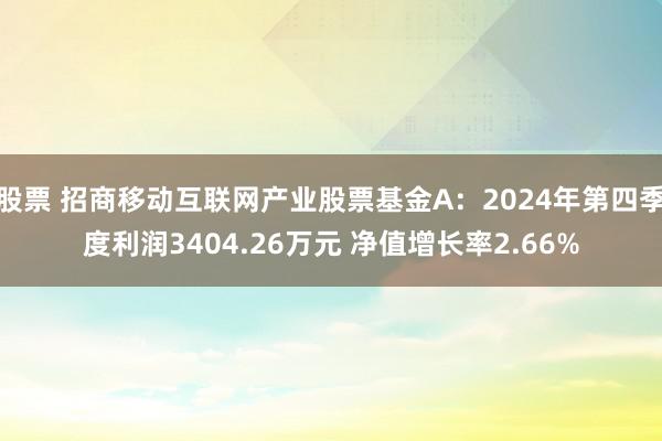 股票 招商移动互联网产业股票基金A：2024年第四季度利润3404.26万元 净值增长率2.66%