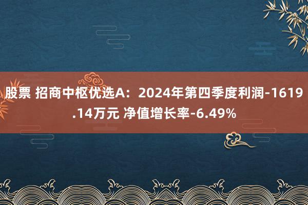 股票 招商中枢优选A：2024年第四季度利润-1619.14万元 净值增长率-6.49%