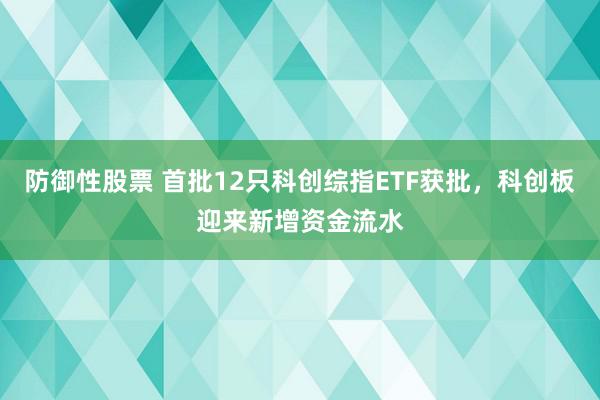 防御性股票 首批12只科创综指ETF获批，科创板迎来新增资金流水