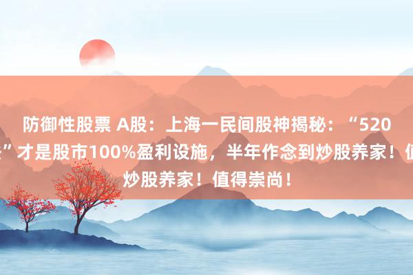 防御性股票 A股：上海一民间股神揭秘：“520均线战法”才是股市100%盈利设施，半年作念到炒股养家！值得崇尚！