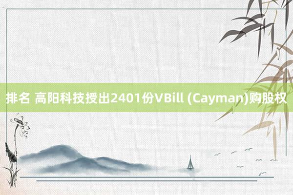 排名 高阳科技授出2401份VBill (Cayman)购股权