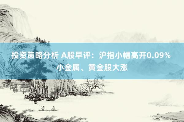 投资策略分析 A股早评：沪指小幅高开0.09% 小金属、黄金股大涨